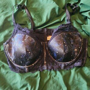 Purple stars and lace flowers Bra 40D